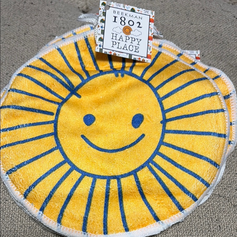 Beekman 1802 Sunburst Cleaning Mitt - Yellow and Blue - set of 7.  Never used.